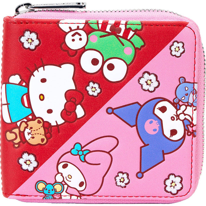 Hello Kitty & Friends Red and Pink Color Block Series Zip-Around Wallet