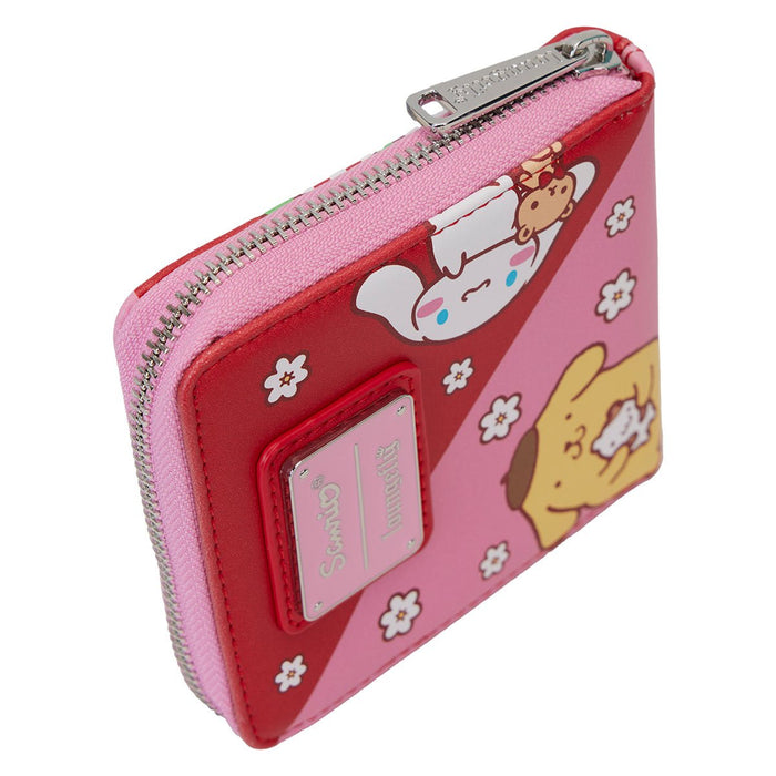 Hello Kitty & Friends Red and Pink Color Block Series Zip-Around Wallet