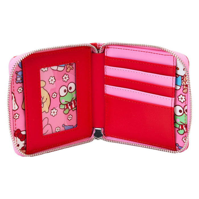 Hello Kitty & Friends Red and Pink Color Block Series Zip-Around Wallet