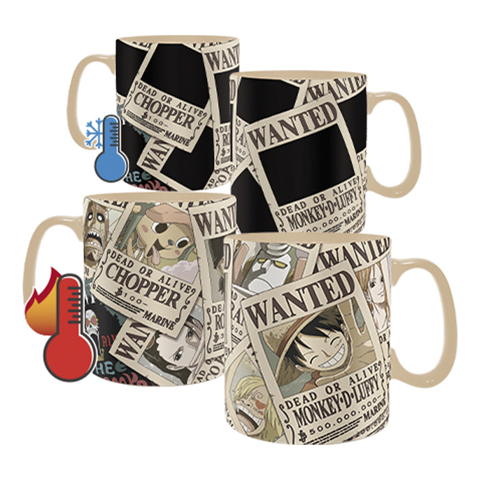 One Piece Wanted Poster Heat Change Mug & Coaster Set