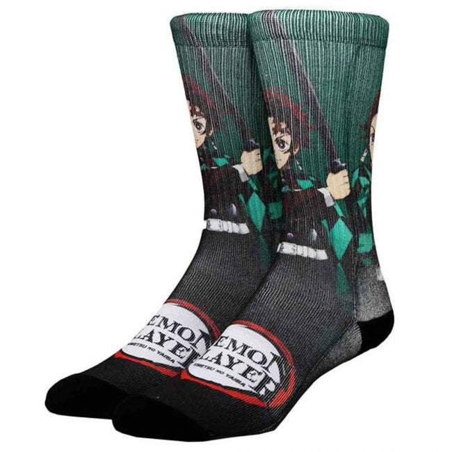 Demon Slayer Tanjiro Sublimated Crew Socks | Anime Socks | Neko Alley Anime