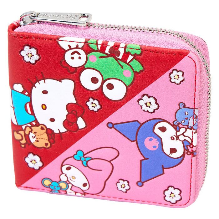 Hello Kitty & Friends Red and Pink Color Block Series Zip-Around Wallet